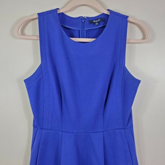 MADEWELL womens Abroad royal blue sleeveless structured fit flare dress - Picture 3 of 6